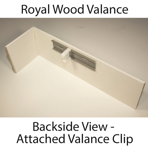 backside of a wood blind valance with clip